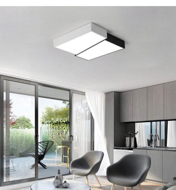 RECT Black & White Ceiling Light