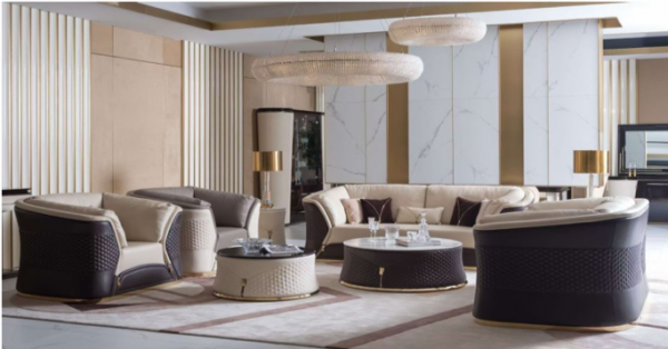 TWO-TONE Camelback Sofa